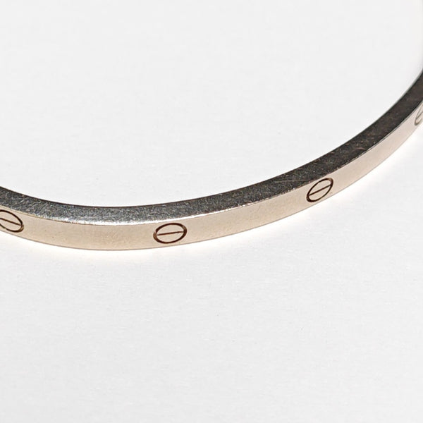 LOVE 18k White Gold Silver Bangle