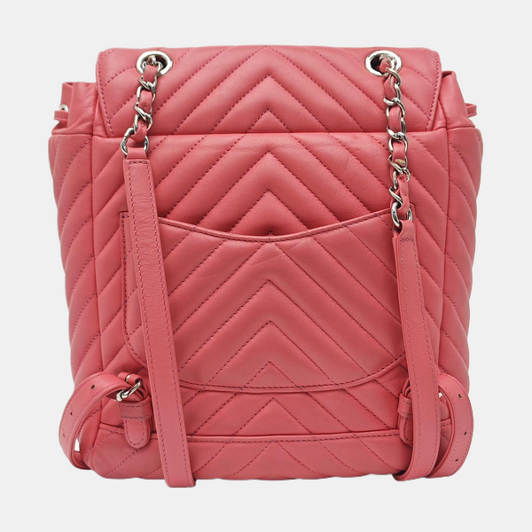Chevron Calfskin Backpack Pink