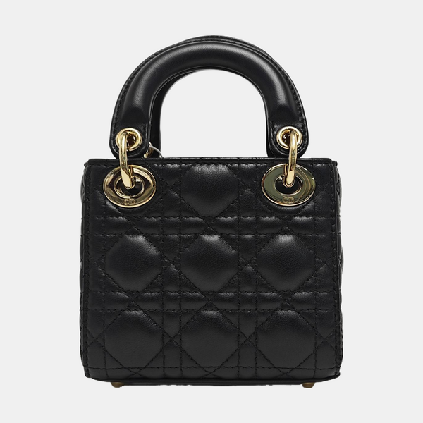 Lady Dior Super Mini Cannage Lambskin Black