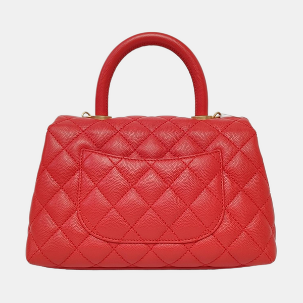 Authenticated pre-owned COCO HANDLE Small Quilted Grained Calfskin Red - Shoulder Bag at Looply