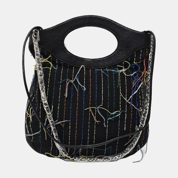 Quilted Fabric Shoulder Bag Black