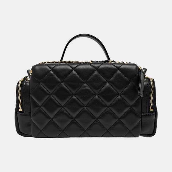 VINTAGE COSMETIC BAGS Quilted Lambskin Black