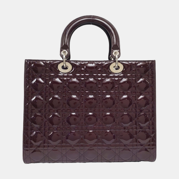 Authenticated pre-owned Lady Dior Large Cannage Lambskin Burgundy - Tote Bag at Looply