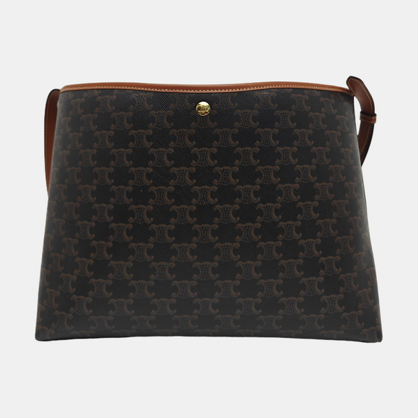 Coated Canvas Shoulder Bag Brown