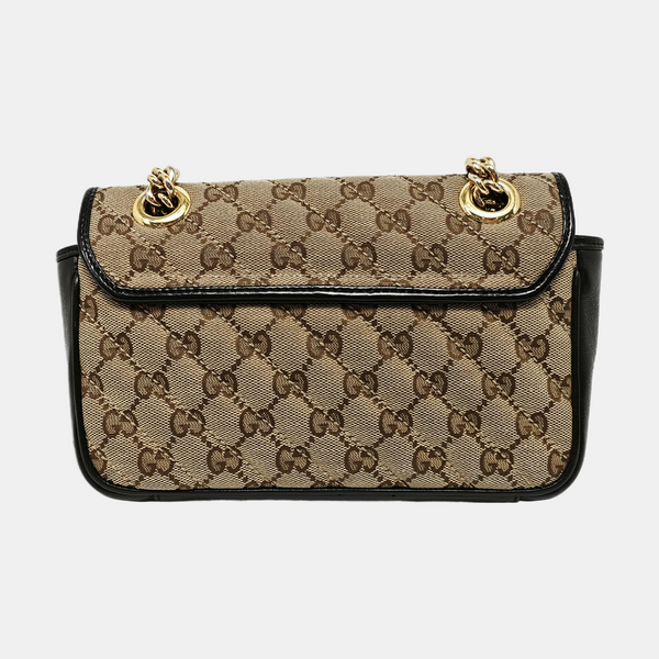 GG Marmont Small Quilted Canvas Brown