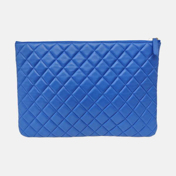 Quilted Lambskin Clutch Large Blue