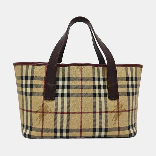 Coated Canvas Top Handle Bag Beige