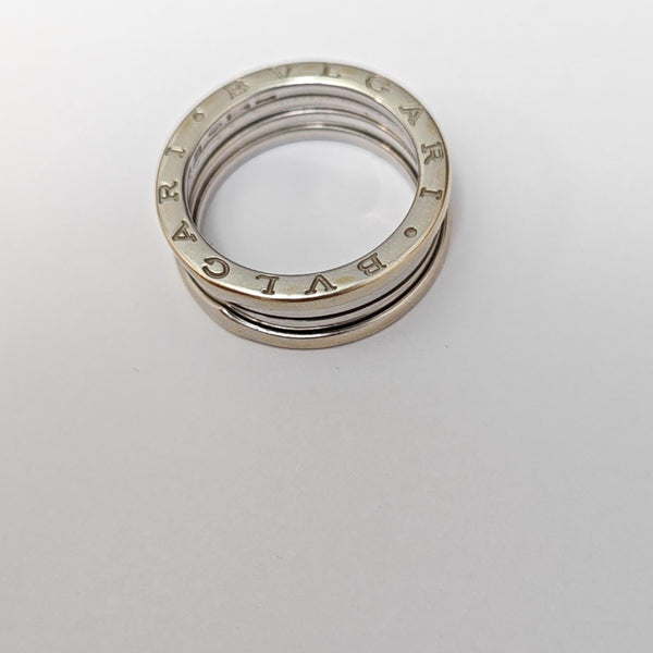 B.ZERO1 18k White Gold Silver Ring EU 59