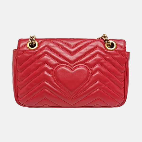 GG Marmont Medium Quilted Calfskin Red