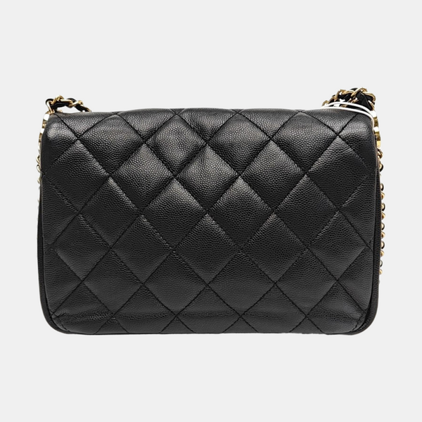 23C Mini Quilted Grained Calfskin Black