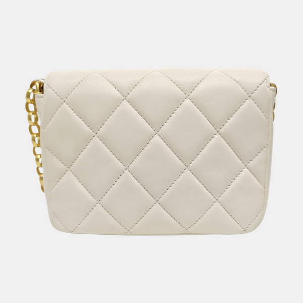 Quilted Calfskin Shoulder Bag White