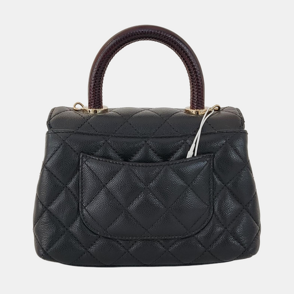 COCO HANDLE Mini Quilted Grained Calfskin Black