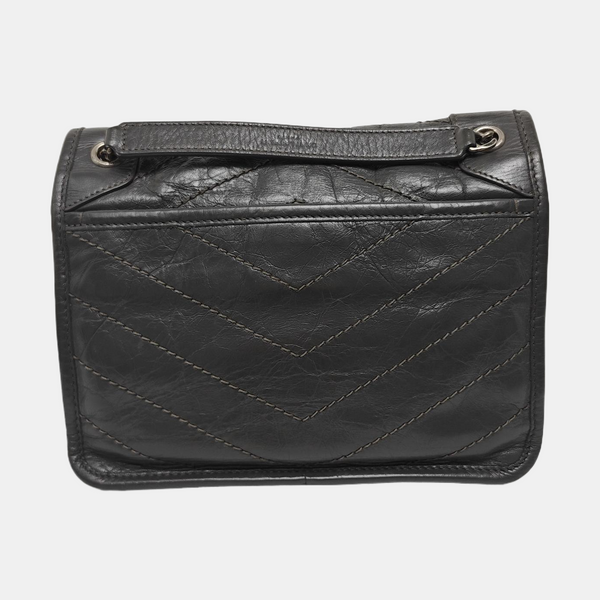 NIKI Small Chevron Calfskin Gray