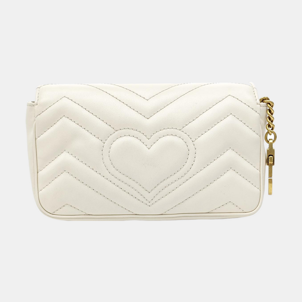GG Marmont Mini Quilted Calfskin White