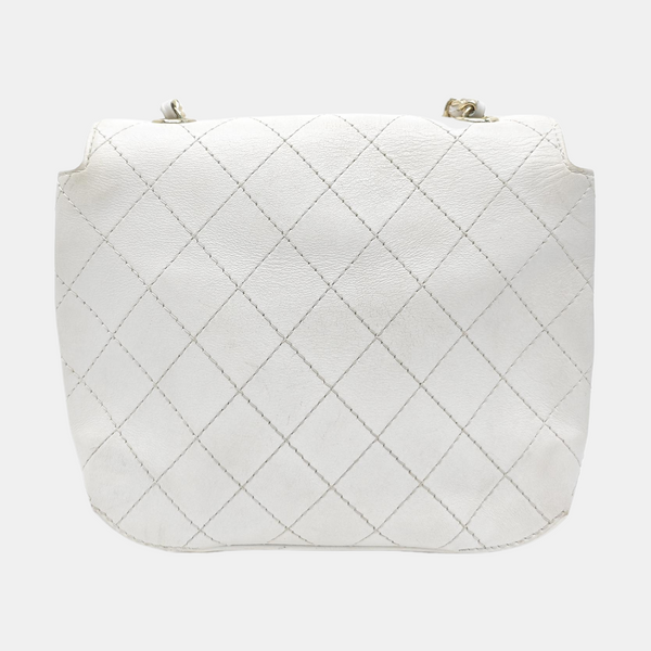 Quilted Calfskin Shoulder Bag White