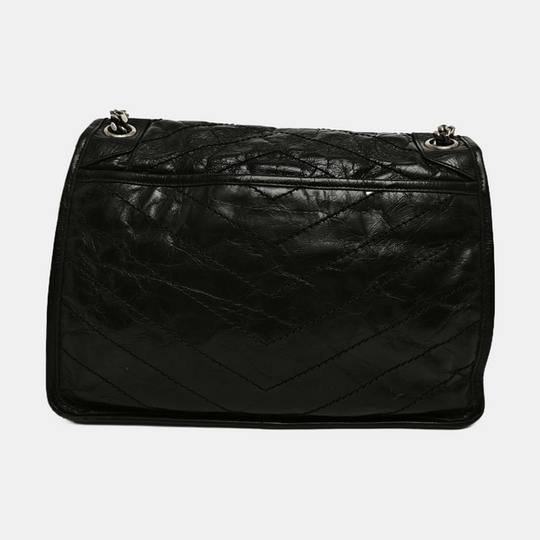 NIKI Medium Chevron Calfskin Black