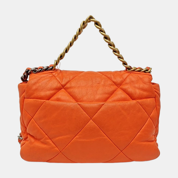 CHANEL 19 Small Quilted Lambskin Orange