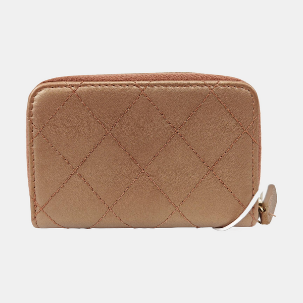 Quilted Lambskin Card Holder Beige
