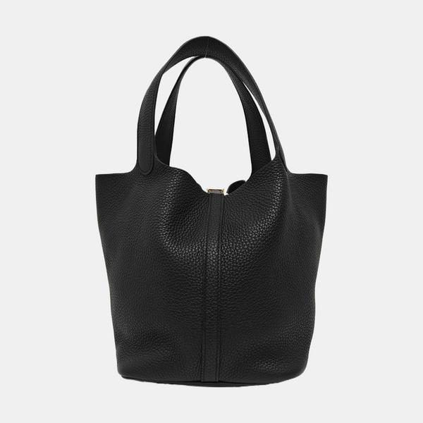 Authenticated pre-owned Picotin Lock 22 Clemence Black - Bucket Bag at Looply