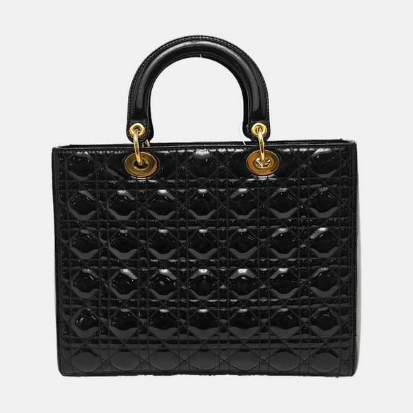 Lady Dior Large Patent Leather Black