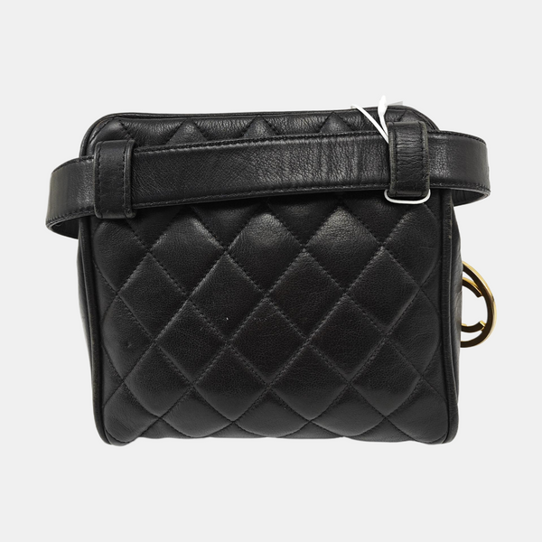 Quilted Calfskin Belt Bag Black