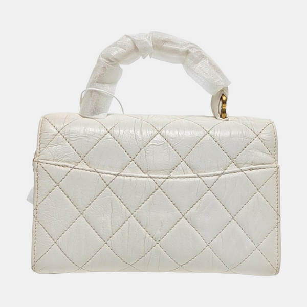 COCO HANDLE Mini Quilted Lambskin White