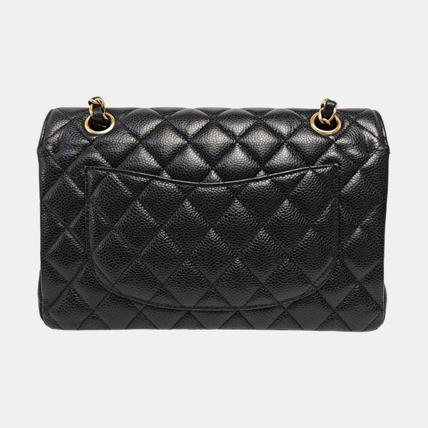 CLASSIC FLAP Small Quilted Grained Calfskin Black