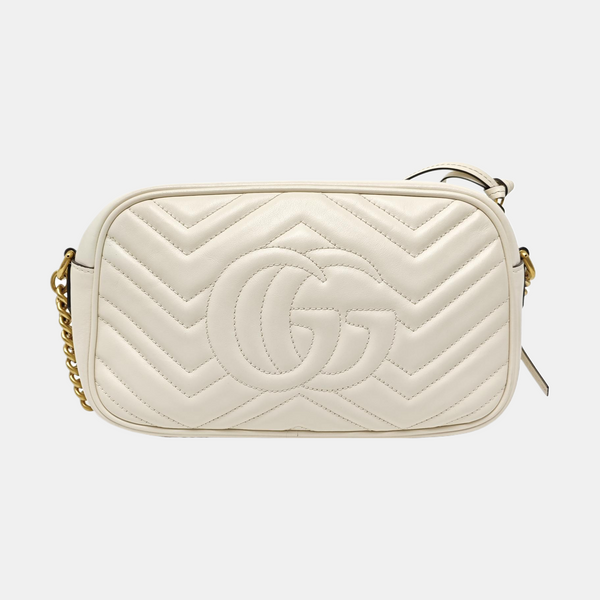 GG Marmont Small Quilted Calfskin White