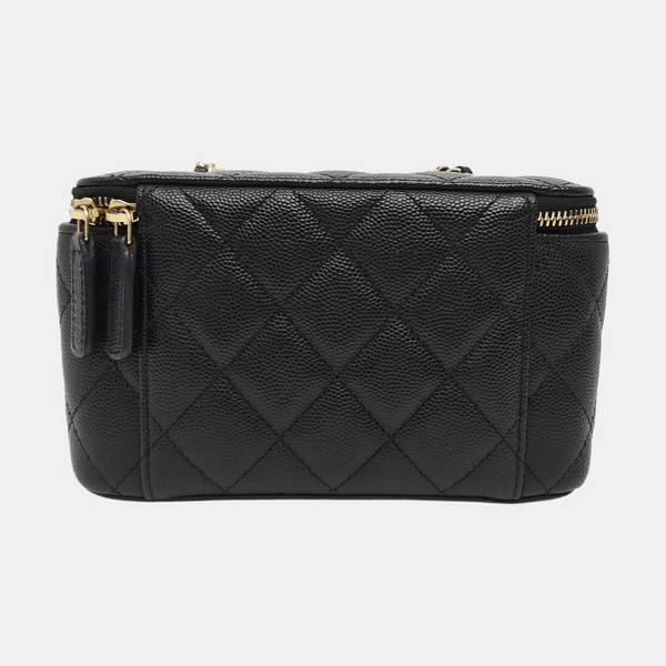 VANITY CASE Small Quilted Grained Calfskin Black