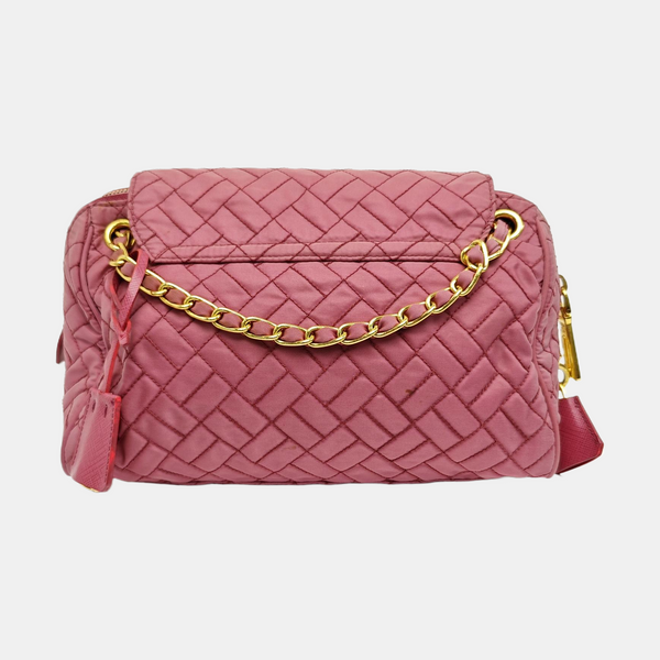 Quilted Nylon Shoulder Bag Pink