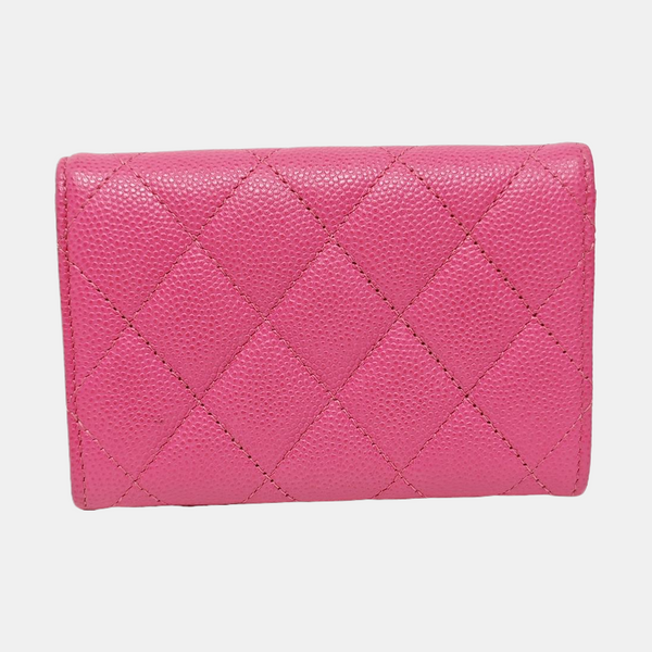 CLASSIC FLAP Quilted Grained Calfskin Pink Wallet