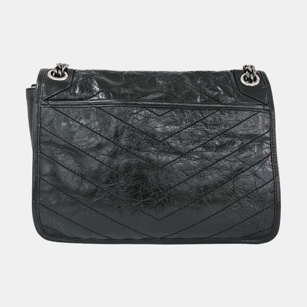 NIKI Medium Chevron Calfskin Black