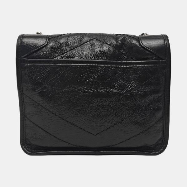 NIKI Mini Chevron Calfskin Black