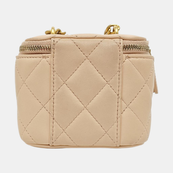 VANITY CASE Mini Quilted Lambskin Pink