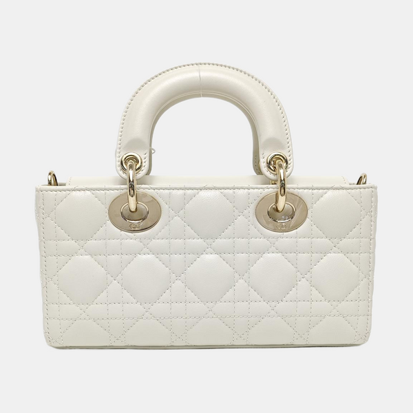 Lady D-Joy Small Cannage Lambskin White