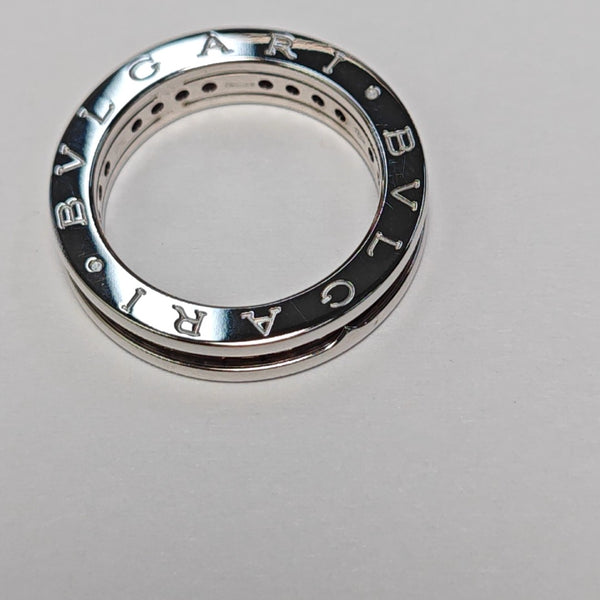 B.ZERO1 18k White Gold Silver Ring EU 54
