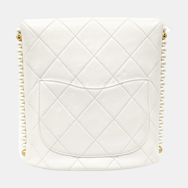 Quilted Calfskin Shoulder Bag Small White