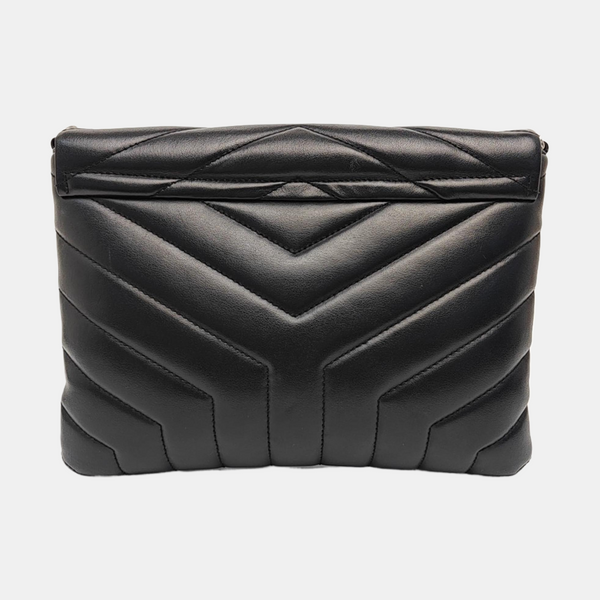 Chevron Calfskin Shoulder Bag Black
