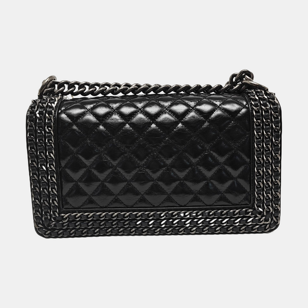 Authenticated pre-owned BOY CHANEL Medium Quilted Calfskin Black - Shoulder Bag at Looply