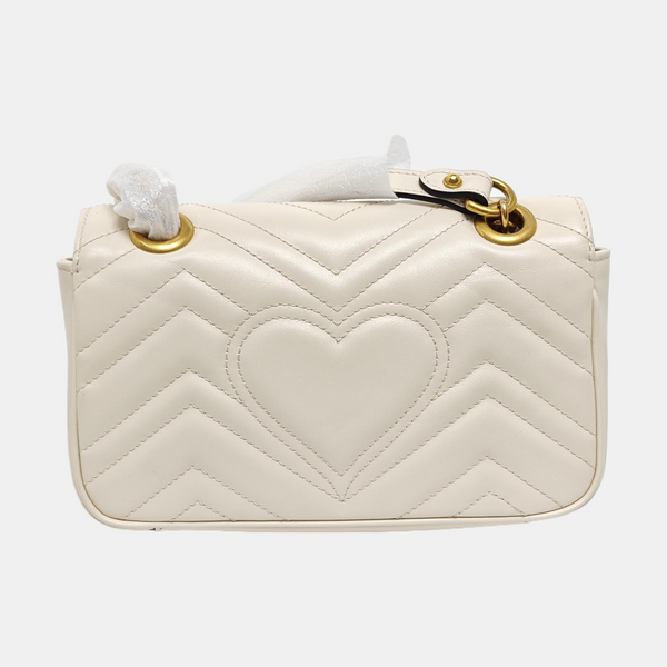 GG Marmont Small Quilted Calfskin White