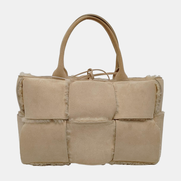 Authenticated pre-owned Arco Small Suede Beige - Top Handle Bag at Looply