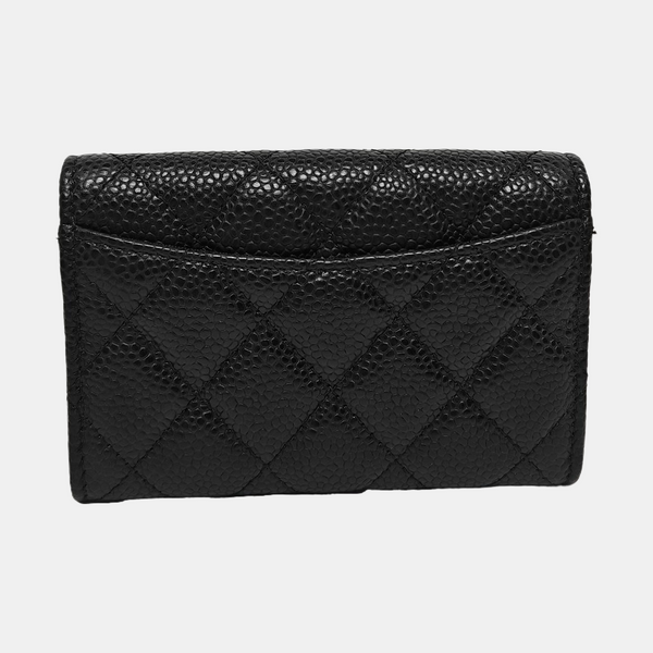Authenticated pre-owned CLASSIC FLAP Quilted Grained Calfskin Black Wallet - Wallet at Looply