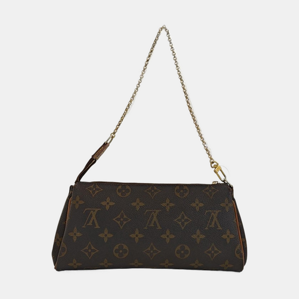 Pochette Eva Monogram Coated Canvas Brown