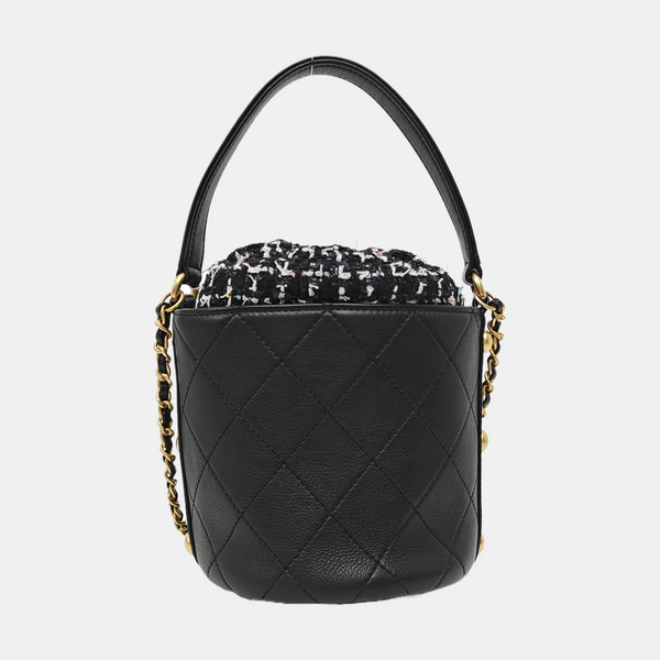 Quilted Calfskin Bucket Bag Black
