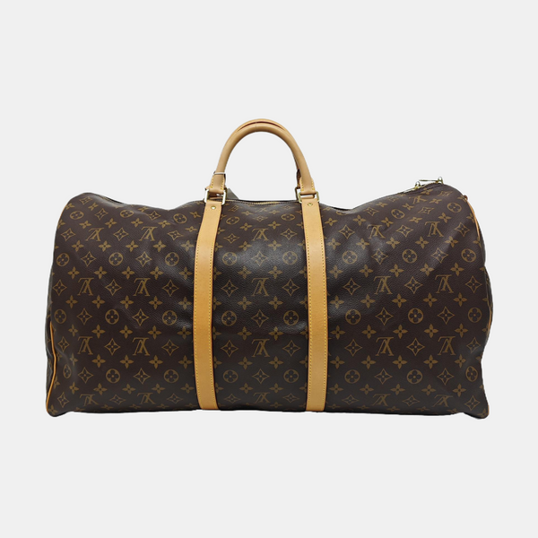 KEEPALL 60 Monogram Coated Canvas Brown
