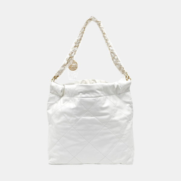 CHANEL 22 Small Quilted Calfskin White