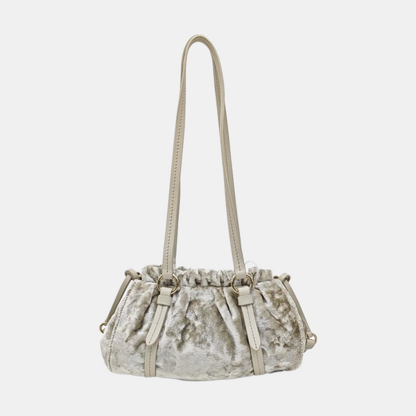 Velvet Top Handle Bag Gray