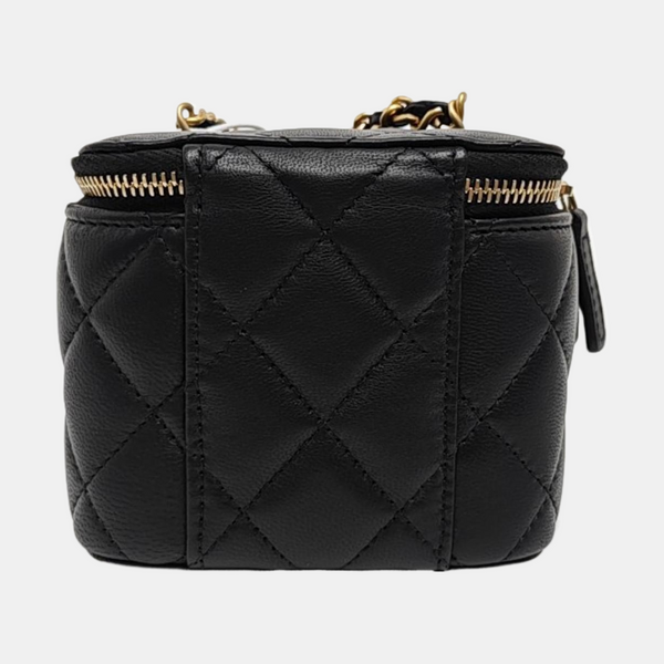 VANITY CASE Mini Quilted Lambskin Black