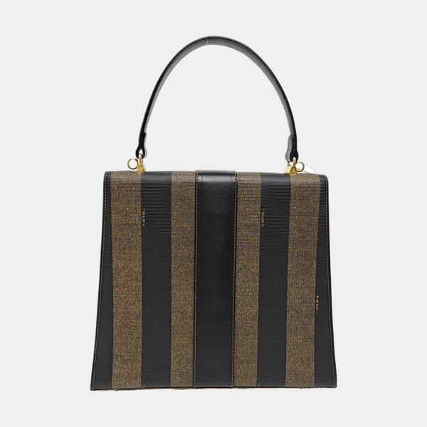 Coated Canvas Top Handle Bag Brown