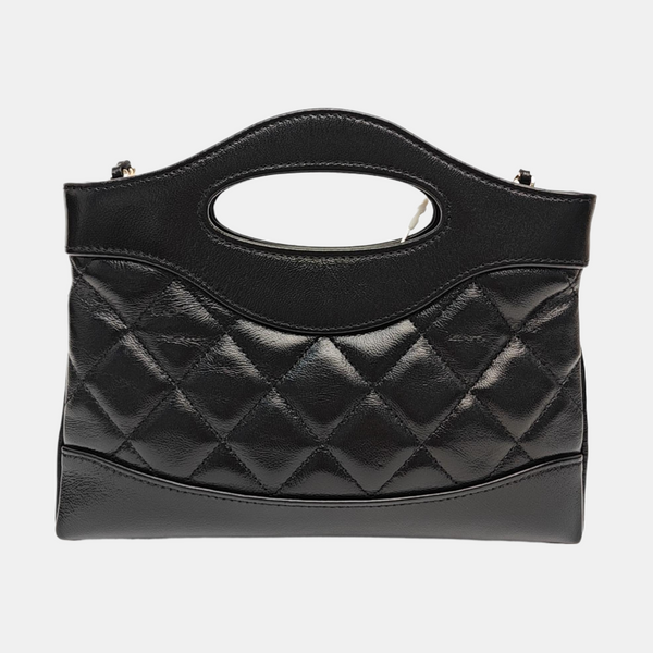 CHANEL 31 Quilted Waxed Cafskin Black